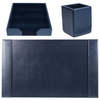 Dacasso Navy Blue 3-Piece Leather Desk Set, Bonded Leather DF-5037